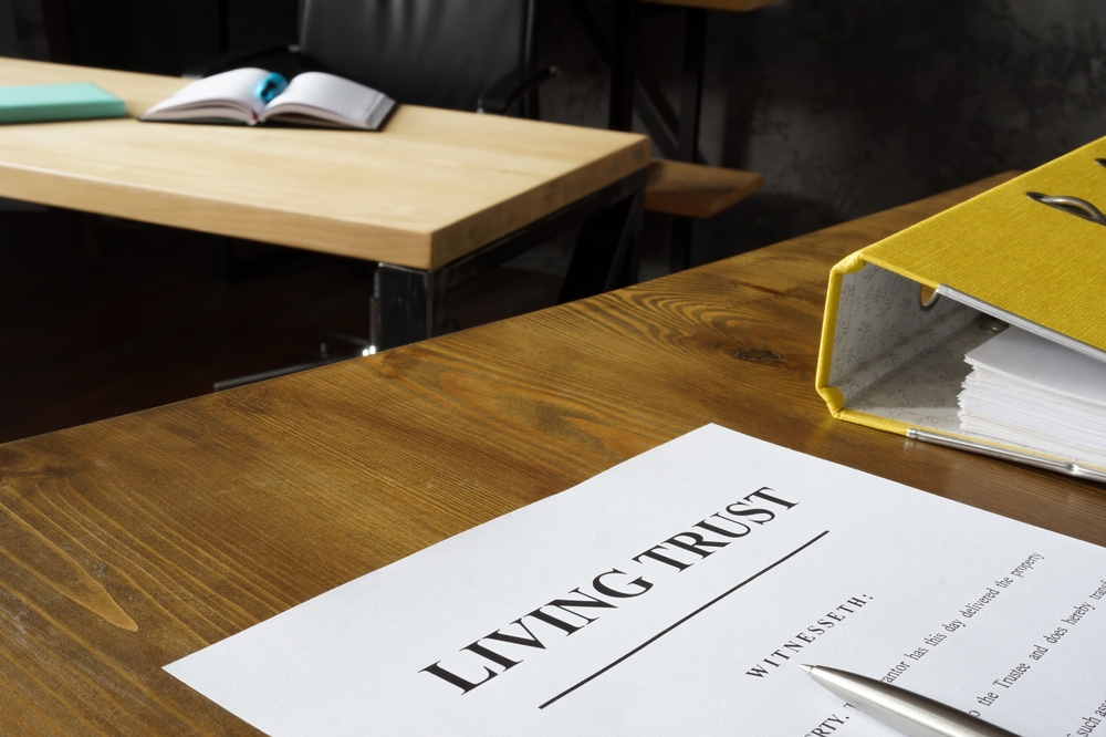 Empty Living trust application form in the office